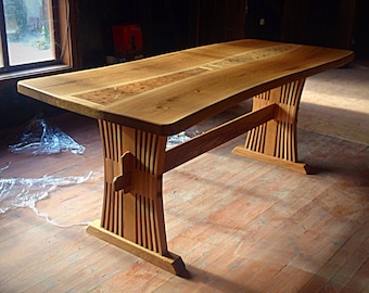 Massive Oak handmade live edge wood dinning  table