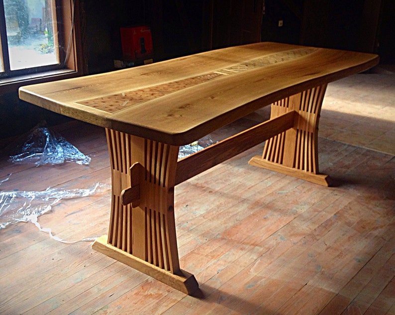 Massive Oak handmade live edge wood dinning table image 1