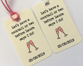 Hen party tags, gift bag tags, Cocktail, Drink tags, hen party, cocktail tags, bridal party.