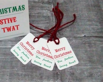 Rude Christmas tags, Rude Christmas gift tags, Funny gift tags, Funny Christmas gift tags, Festive twat tags.