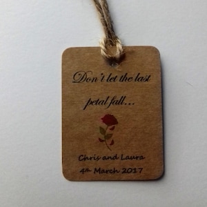 Beauty and the Beast wedding, Don&#39;t let the last petal fall, Beauty and the Beast wedding favour, Disney Wedding, Wedding tags, Favor tags.