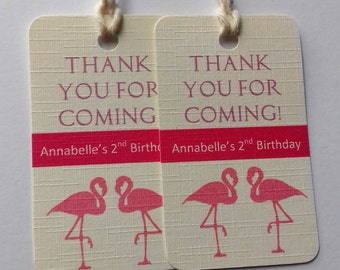 Personalisierte Flamingo Gastgeschenkanhänger, rosa Geschenkanhänger