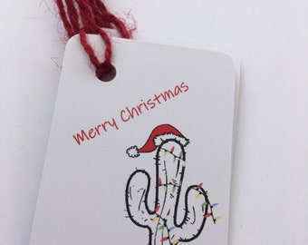Cactus tags, Christmas cactus, christmas tags, christmas cactus tags, present tags, christmas gift, christmas plant label.