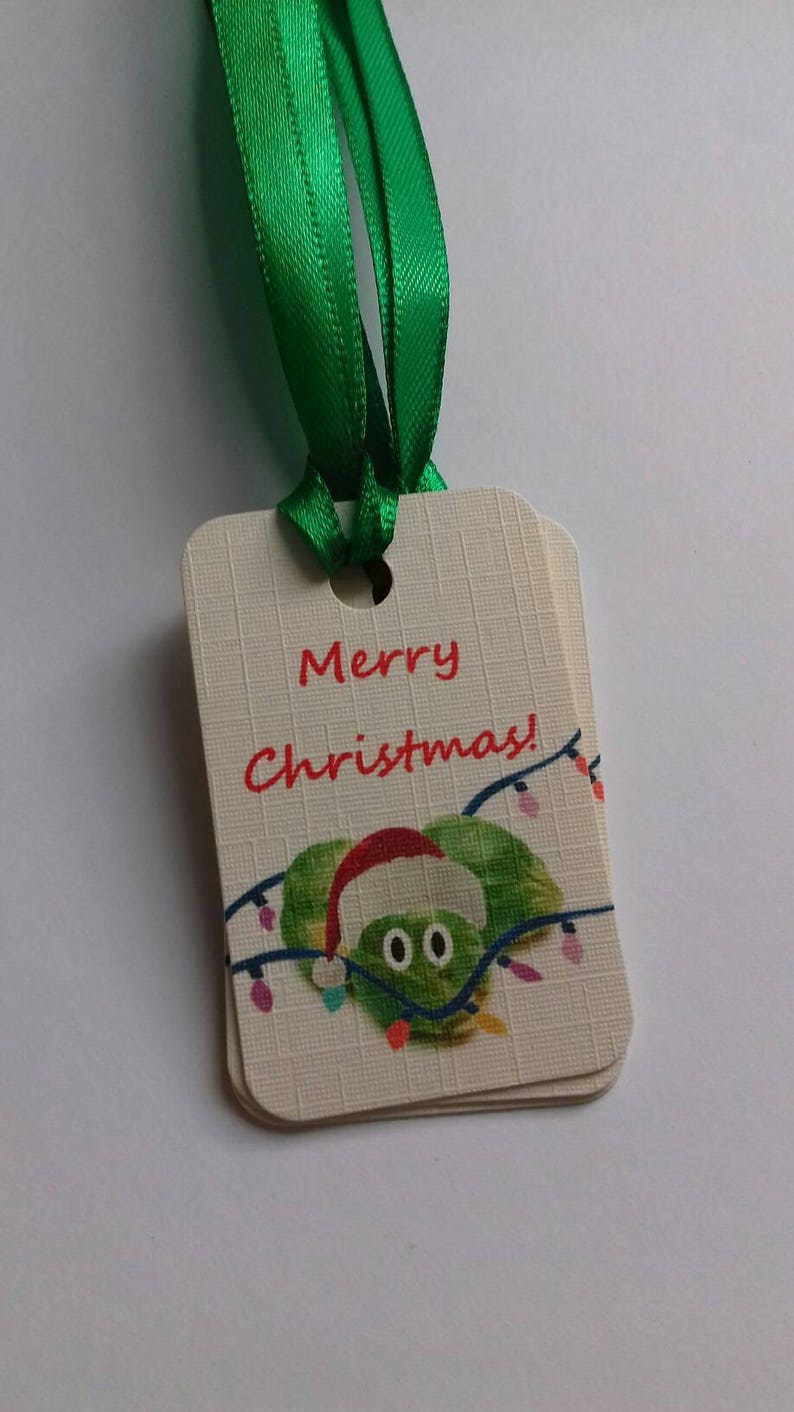 Christmas tags, funny Christmas tags, Brussel sprout tags, Christmas Brussel sprout, humorous Christmas tags, present labels, gift tags. image 2