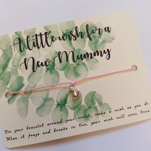 Neue Baby Karte, Muttertagsgeschenk, vom Baby, neue Mama Geschenk, Wunscharmband, Wunsch vom Bauch, für eine Mama zu sein.
