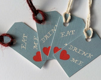 Alice in wonderland tags, Drink me tag, Eat me Tag ,Alice in wonderland Wedding, Mad hatter's Tea party,tea party bridal shower.