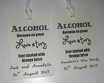 Hangover kit tags, Funny wedding tags, Hen party tags, Wedding drink tags, Wedding favour tags, Alcohol Tags, Wedding hangover kit.