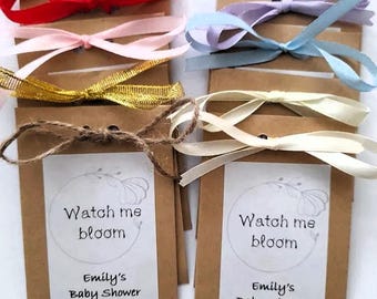 Pacote de sementes de flores silvestres para lembrancinha de chá de bebê, Veja-me florescer.