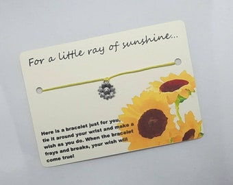Sunflower bracelet,  Friendship bracelet, Wish bracelet, easter gift, vegan easter, spring gift, thinking of you gift, Special friend gift