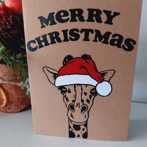 Giraffe Christmas card, Giraffe Christmas, Christmas card, animal Christmas, wildlife, Christmas, safari