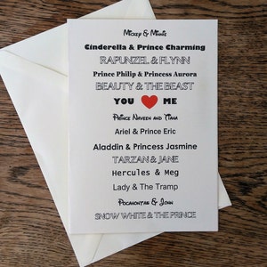 Personalised Disney Card or Print - Birthday, Valentines, Wedding or anniversary.