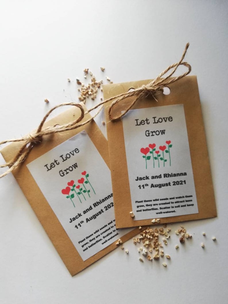 Wedding seed packet Let love grow Wedding seed favour Vegan | Etsy
