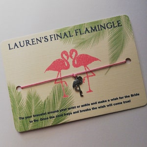 Flamingo wensarmband, cadeau vrijgezellenfeest, gunst vrijgezellenfeest, vrijgezellenfeest, flamingo vrijgezellenfeest, armband vrijgezellenfeest, geluksbedelarmband, wensarmband.