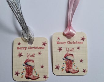 Cowgirl Julklappsetiketter, Rosa Rodeo Ornament