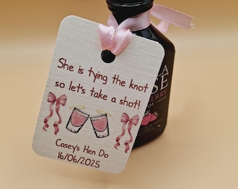 Personalized Hen Party Shot Tags, Ivory Linen Card Stock