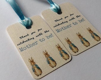 Peter rabbit tags, Baby shower tags, Baby shower favour tags, Baby shower favor tags, Mother to be, Peter rabbit baby shower.