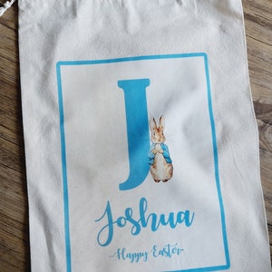 Easter gift bag, easter bag, easter gift for kids, flopsy bunny, peter rabbit, personalised easter bag, easter drawstring bag, bunny bag