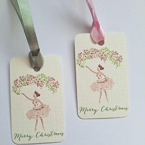 Nutcracker Christmas Gift Tags, Sugar Plum Fairy, Ivory Linen Card