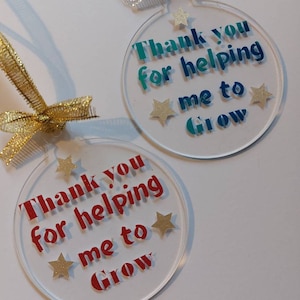 Geschenk für Lehrer, Geschenk zum Schulanfang, für Lehrer, Weihnachtskugel, Lehrerkugel, Danke, Lehrer, danke, dass Sie mir geholfen haben zu wachsen