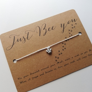 Bee bracelet, Friendship bracelet, Friendship gift, Wish bracelet , Best friend gift, Good luck gift,  Special friend gift, Thank you gift.