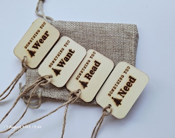 Gravierte Weihnachtsgeschenkanhänger aus Holz, wiederverwendbare Öko-Etiketten