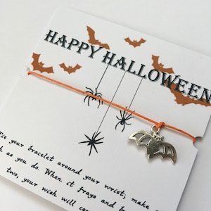 Halloween wish bracelet, halloween gift, halloween party bag, halloween charm bracelet, halloween party favour.