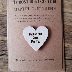Abrazo de bolsillo, ficha de abrazo de bolsillo, regalo de amistad, ficha de abrazo, enviar un abrazo de bolsillo, regalo para un amigo especial, enviar un abrazo, pensando en ti, abrazo fantasma