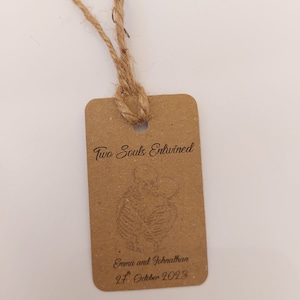 Halloween wedding tags, gothic wedding, goth wedding, two souls entwined, alternative wedding, skeleton, Halloween, vintage tags