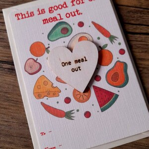Vale para comer fuera, vale regalo, regalo para el día de la madre, vale para el día de la madre, regalo pensando en ti, regalo para una amiga especial, día de la madre, tarjeta