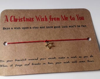 Christmas wish bracelet, stocking filler, Teachers Christmas gift, thank you gift, Secret Santa gift, Wish bracelet.
