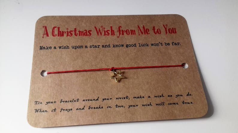 Christmas wish bracelet, stocking filler, Teachers Christmas gift, thank you gift, Secret Santa gift, Wish bracelet. image 1