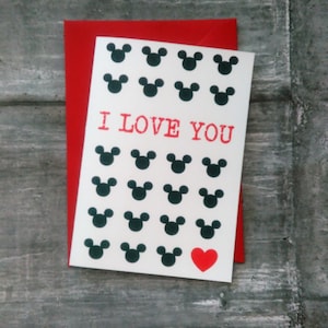 Tarjeta de San Valentín de Mickey, tarjeta de amor de Mickey, tarjeta de te amo, tarjeta de San Valentín, tarjeta de San Valentín de Disney, tarjeta de cumpleaños de Mickey.