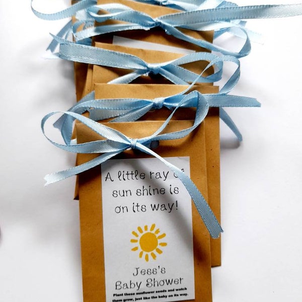 Baby shower Favor, sunflower seeds for baby shower, baby shower gift,  baby shower thank you, baby shower, seed packs, sunflower packs.