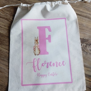 Easter gift bag, easter bag, easter gift for kids, flopsy bunny, peter rabbit, personalised easter bag, easter drawstring bag, bunny bag