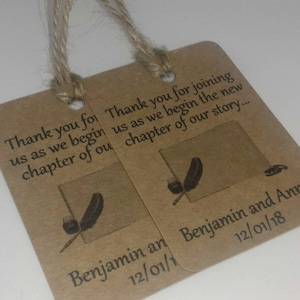 Vintage wedding tags, Book themed wedding, Book lovers wedding, Wedding favour tags, Wedding favor tags, Rustic wedding tags.