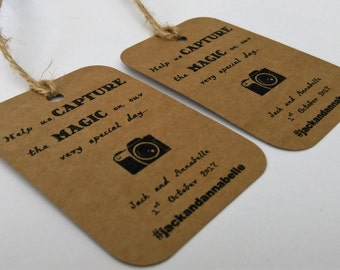 Wedding camera tags, Wedding photo tags, Capture the moment, Wedding Instagram tags, disposable camera tags, Instagram tags.