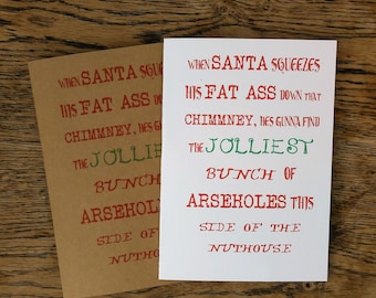 Carte de Noël drôle et grossière, A5 avec enveloppe rouge