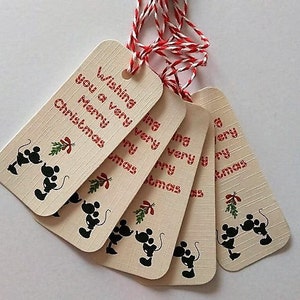 Disney Christmas tags, Christmas Tags, Mickey and Minnie Mouse Christmas tags, Mickey mouse gift tag, Mickey and Minnie kissing gift tag. image 3