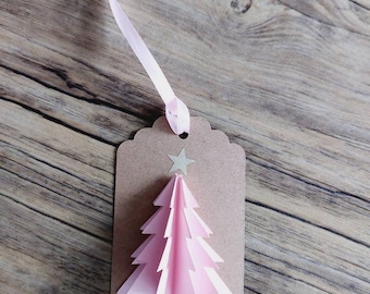 Christmas tree tag, 3d tag, pink Christmas, Christmas label, Handmade Christmas, Christmas, gift label