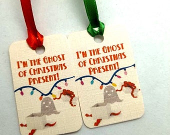 Christmas tags, funny Christmas tags, ghost tags, Christmas ghost, humorous Christmas tags, present labels, gift tags, Halloween Christmas