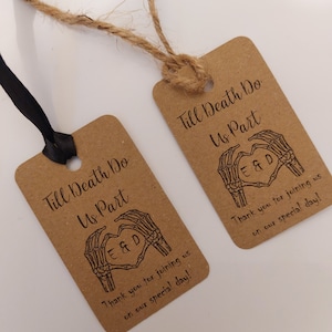 Halloween Hochzeit Tags, Gothic Hochzeit, Gothic Hochzeit, bis dass der Tod uns scheidet, alternative Hochzeit, Skelett, Halloween, vintage Tags