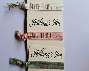 Bride Tribe Hair Ties, Hen Party Favor, Personalized Keepsake