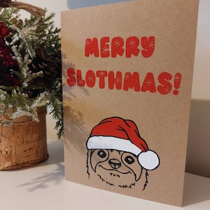 Sloth Christmas card, sloth Christmas, Christmas card, animal Christmas, wildlife, Christmas, safari