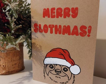 Sloth Christmas card, sloth Christmas, Christmas card, animal Christmas, wildlife, Christmas, safari