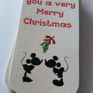 Disney Christmas tags, Christmas Tags, Mickey and Minnie Mouse Christmas tags, Mickey mouse gift tag, Mickey and Minnie kissing gift tag. image 2