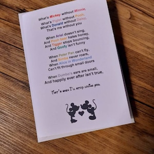 Mickey and Minnie Mouse Valentine&#39;s card, Valentines card, Mickey and Minnie card, Disney Valentines Card.