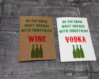 Funny Christmas card, alcohol humor card, Wine Christmas Card, Vodka Christmas card, drink Christmas Card.