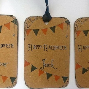 Halloween tags, Trick or treat bag tags, Halloween party, Personalised Halloween tags.