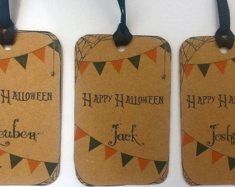 Halloween tags, Trick or treat bag tags, Halloween party, Personalised Halloween tags.