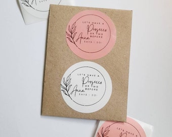 Personalized Prosecco Hen Party Stickers, Gift Bag Decor